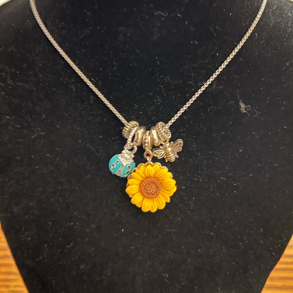 Jewelry - Sunflower Charm Necklace with Silver Accents
